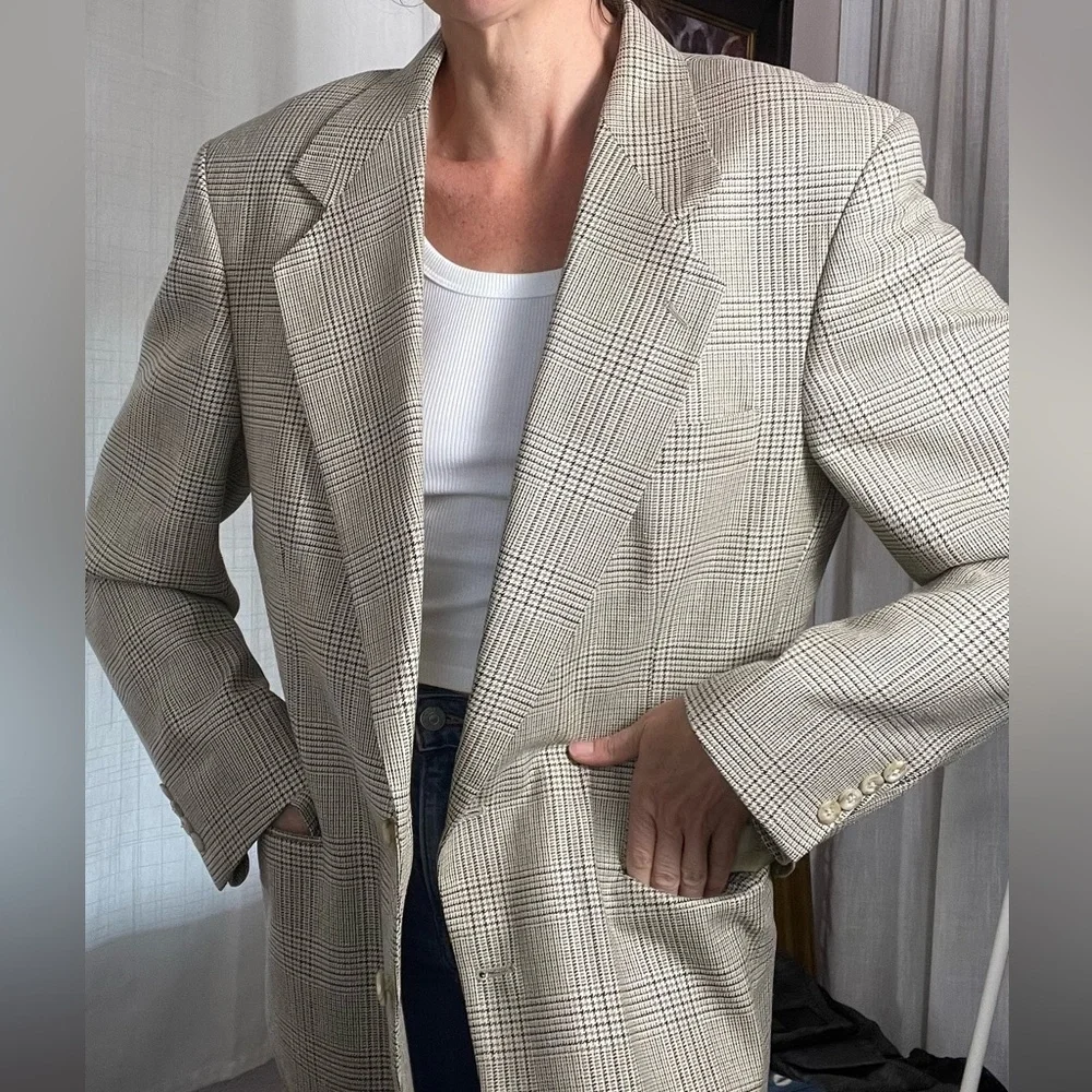 Vtg Wool Men’s Blazer Herringbone Robert Stock - Picture 8 of 15